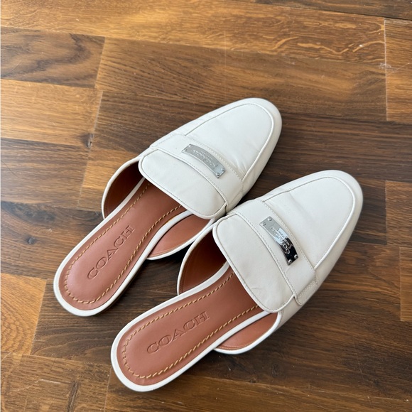 Coach Women's Cream Mules - Picture 1 of 2